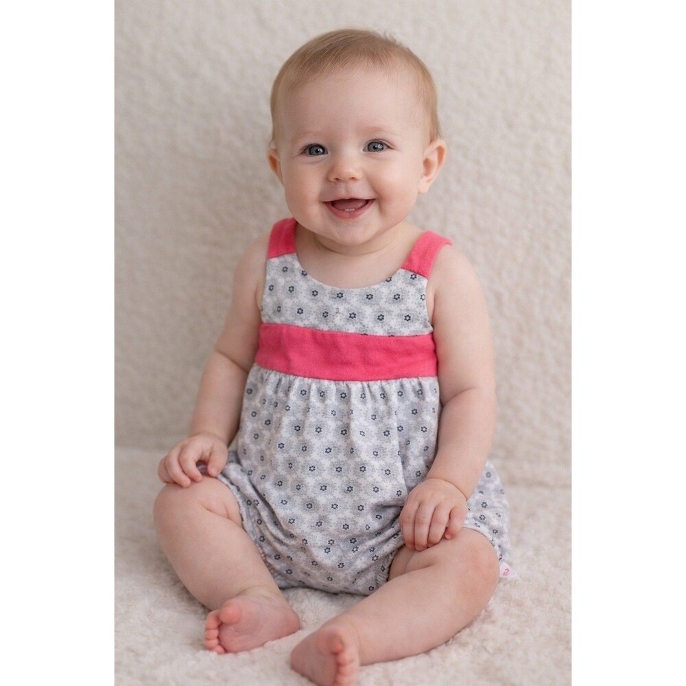 shorts 6 months Obaibi girls romper baby sleeveless infant wear White Gray Pink